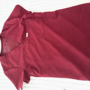 Figs Maroon V-Neck Scrub Top